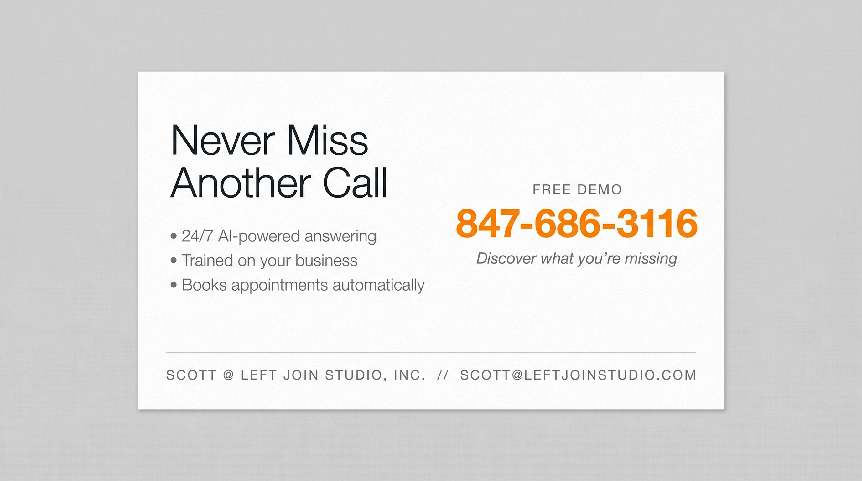 AI-generated business card for Left Join Studio