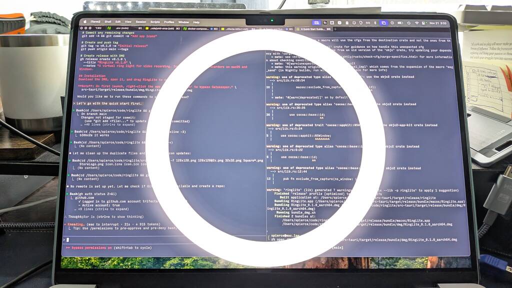 RingLite virtual ring light floating on screen