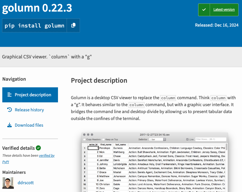 screenshot of data grid